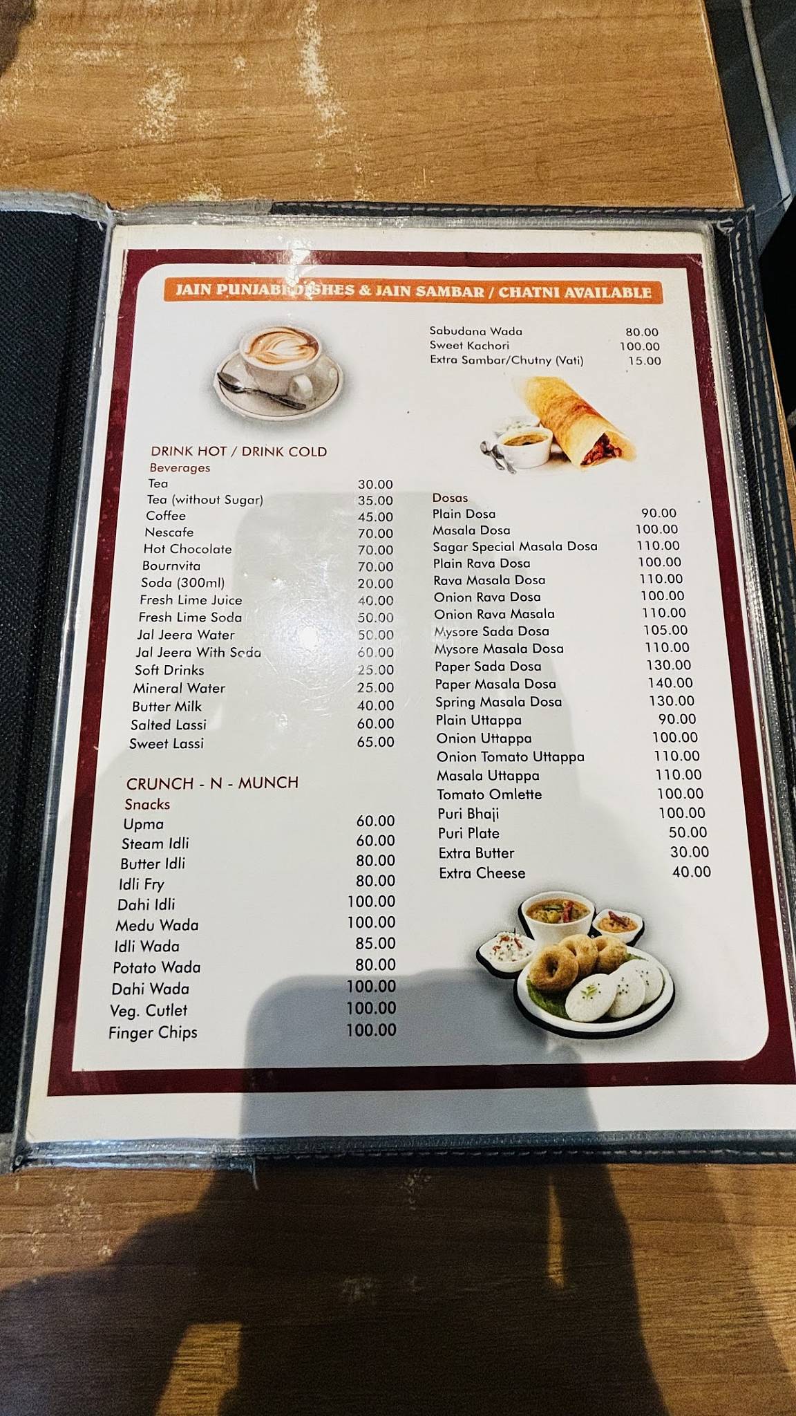 Sagar Veg Restaurant menu