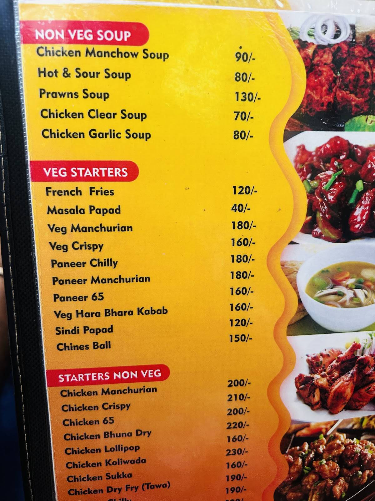Sai Prasad Restaurant menu