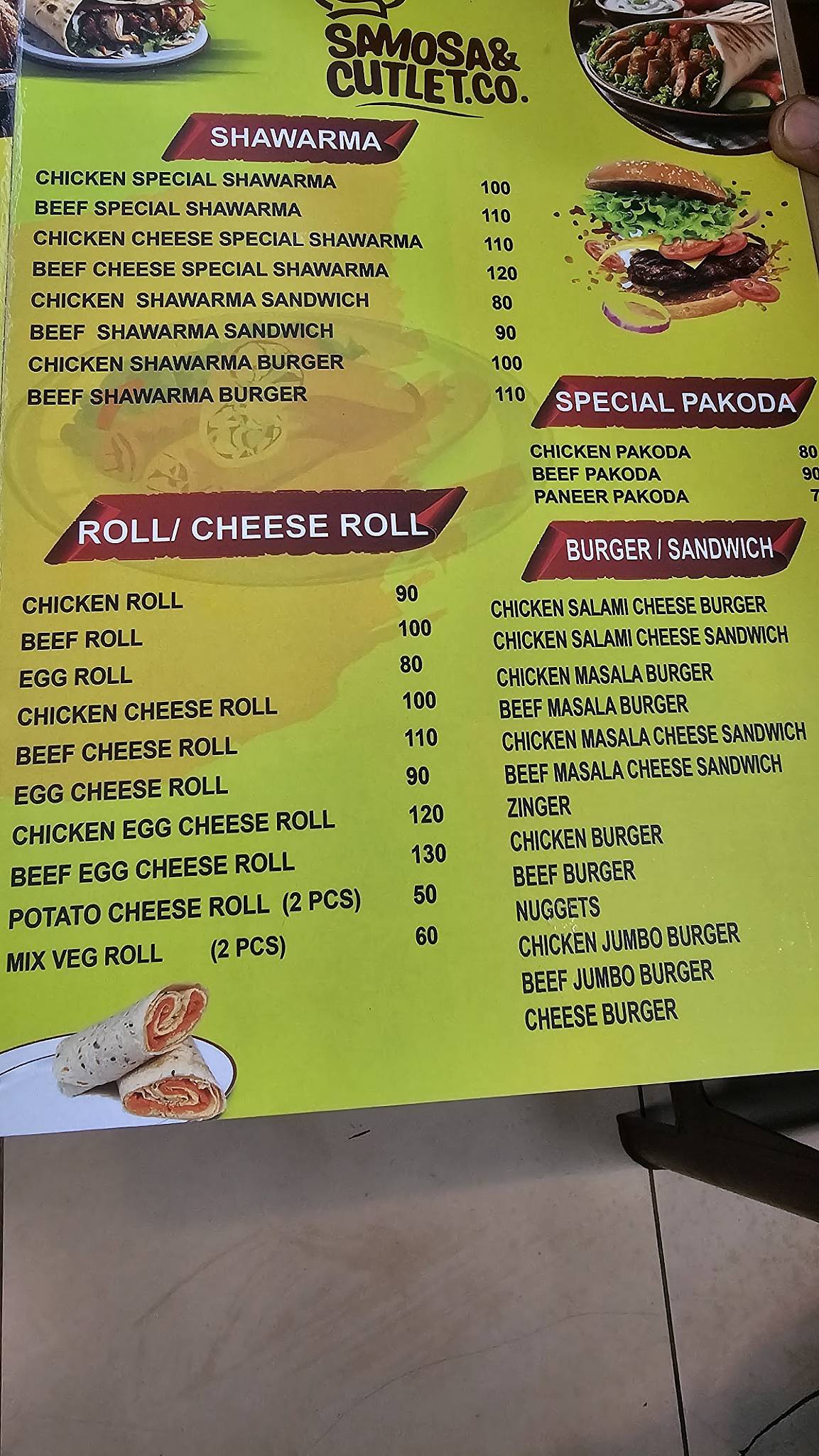 Samosa&Cutlet.Co. menu