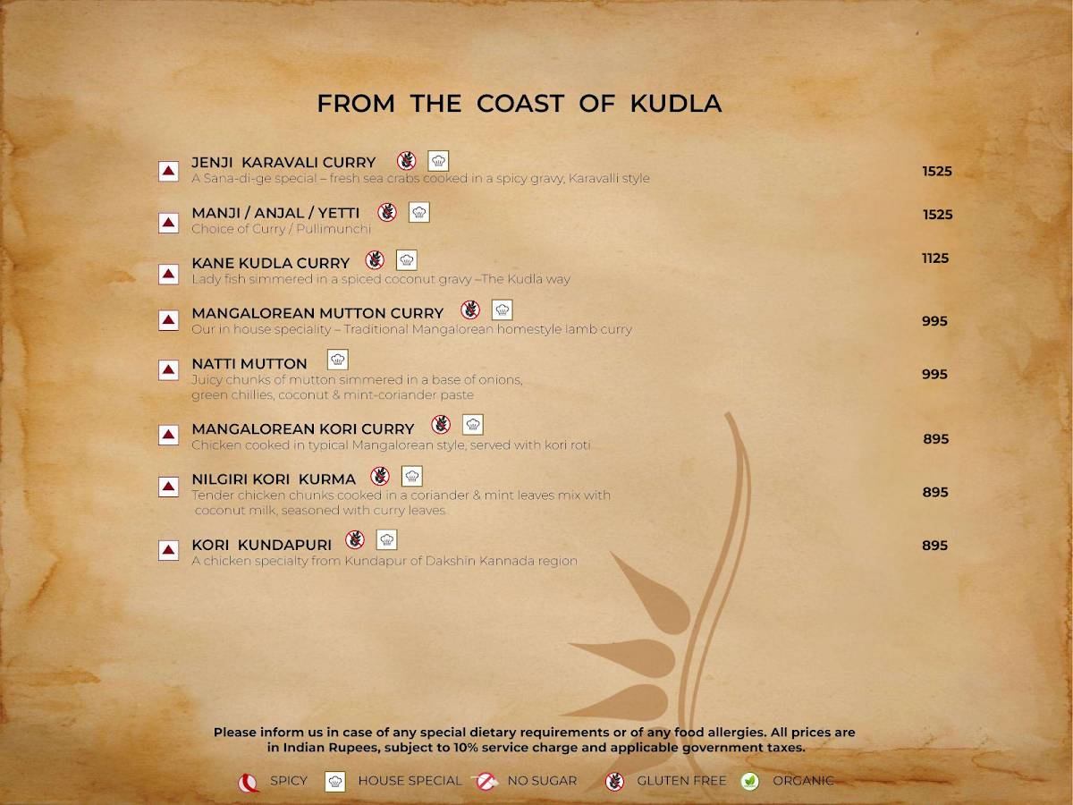 Sana-di-ge Delhi - Seafood Restaurant menu