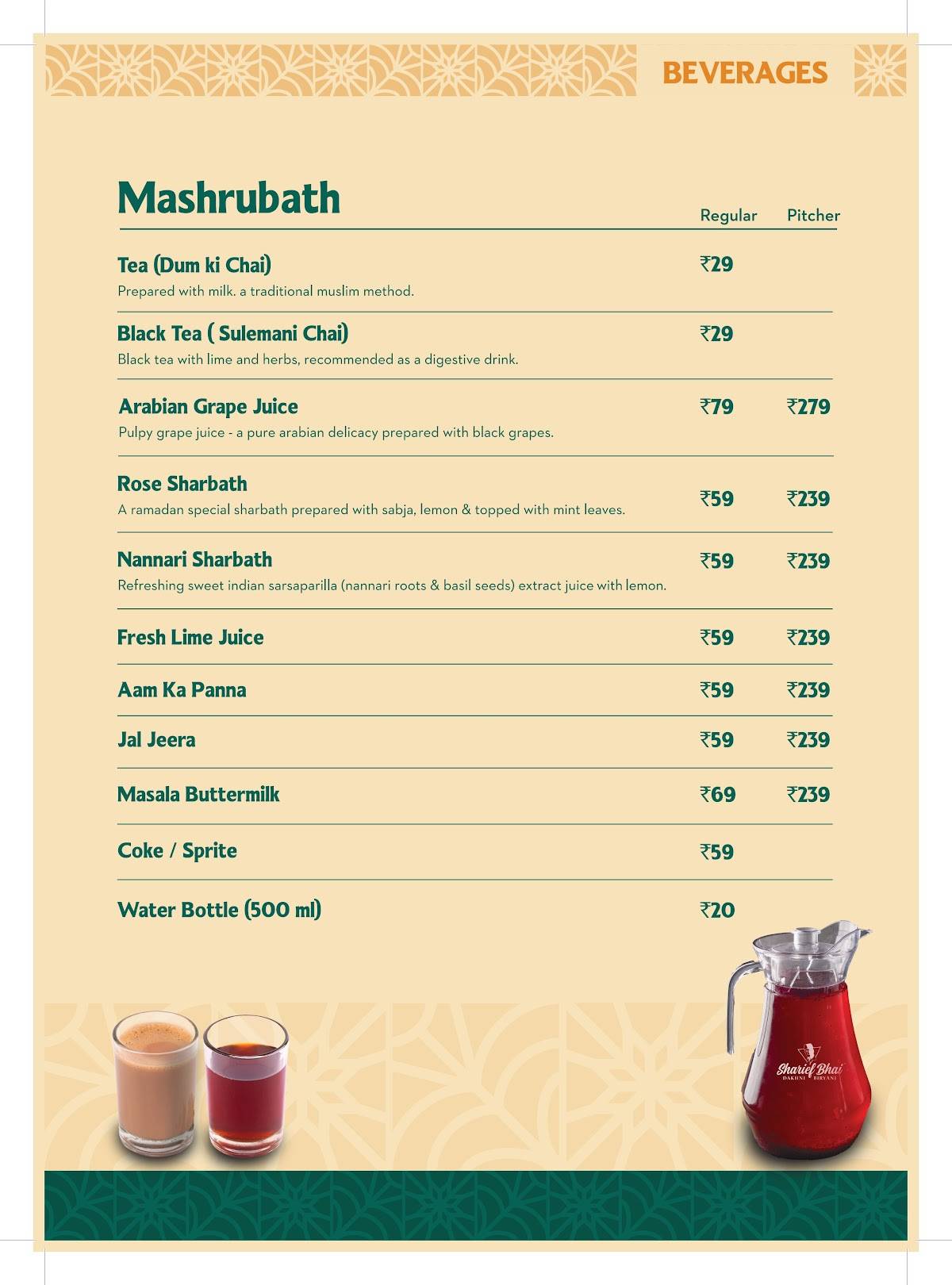Sharief Bhai Biryani Tumkur menu
