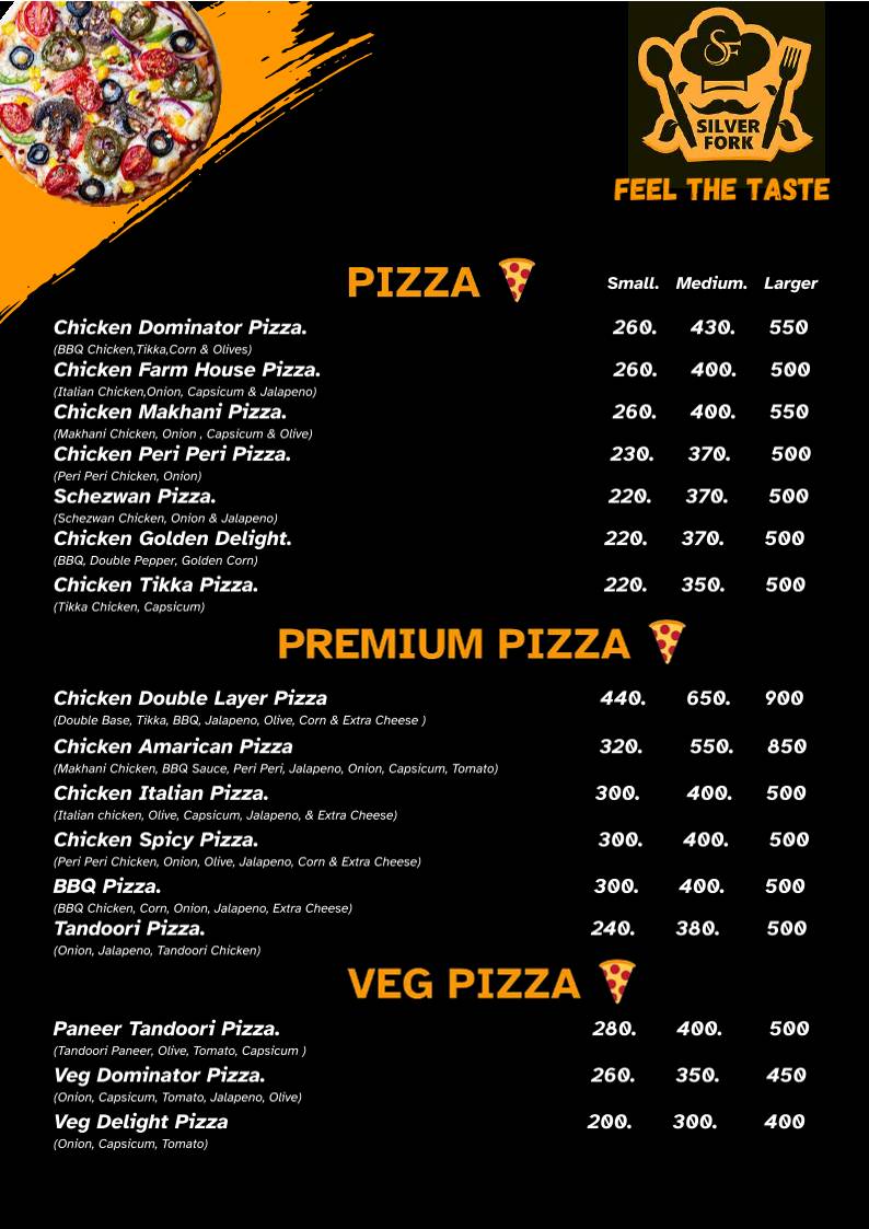 Silver Fork Restaurant menu