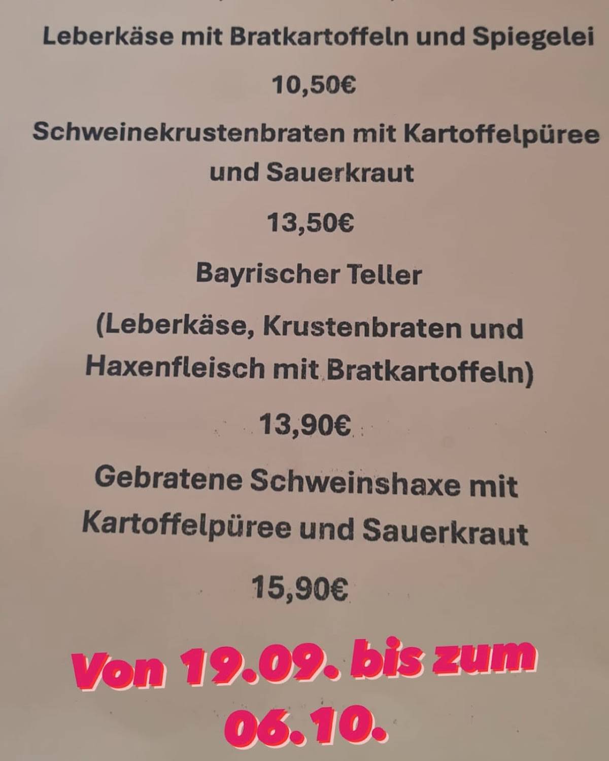 Menu de Restaurant Split