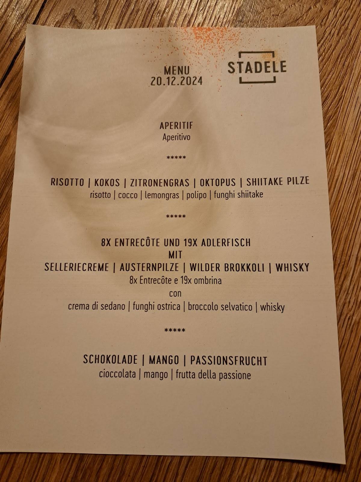 Menu di Ristorante Stadele 