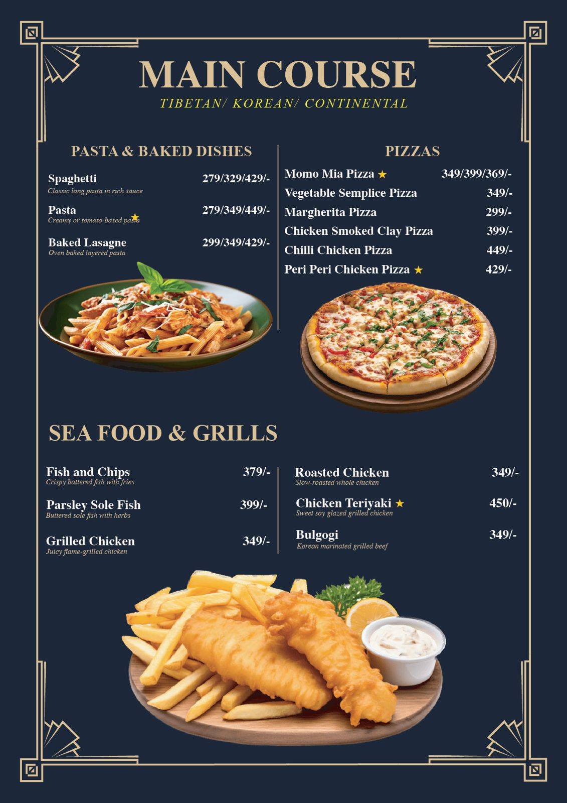 TM kitchen menu
