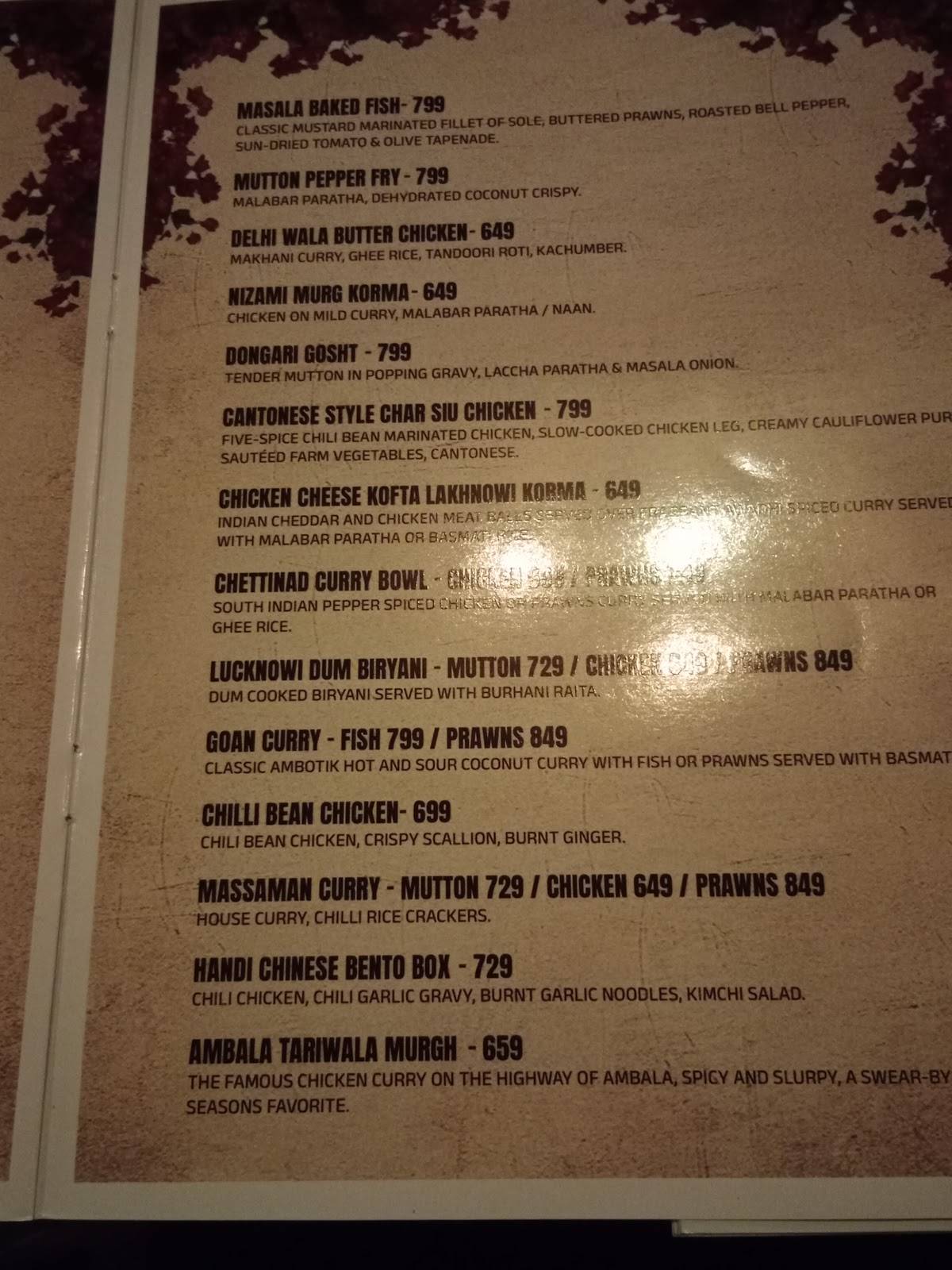 Teera menu