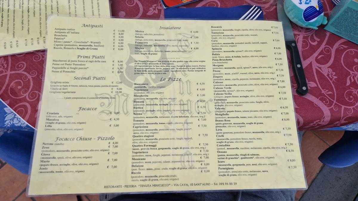 Menu di Tenuta Minicucco 
