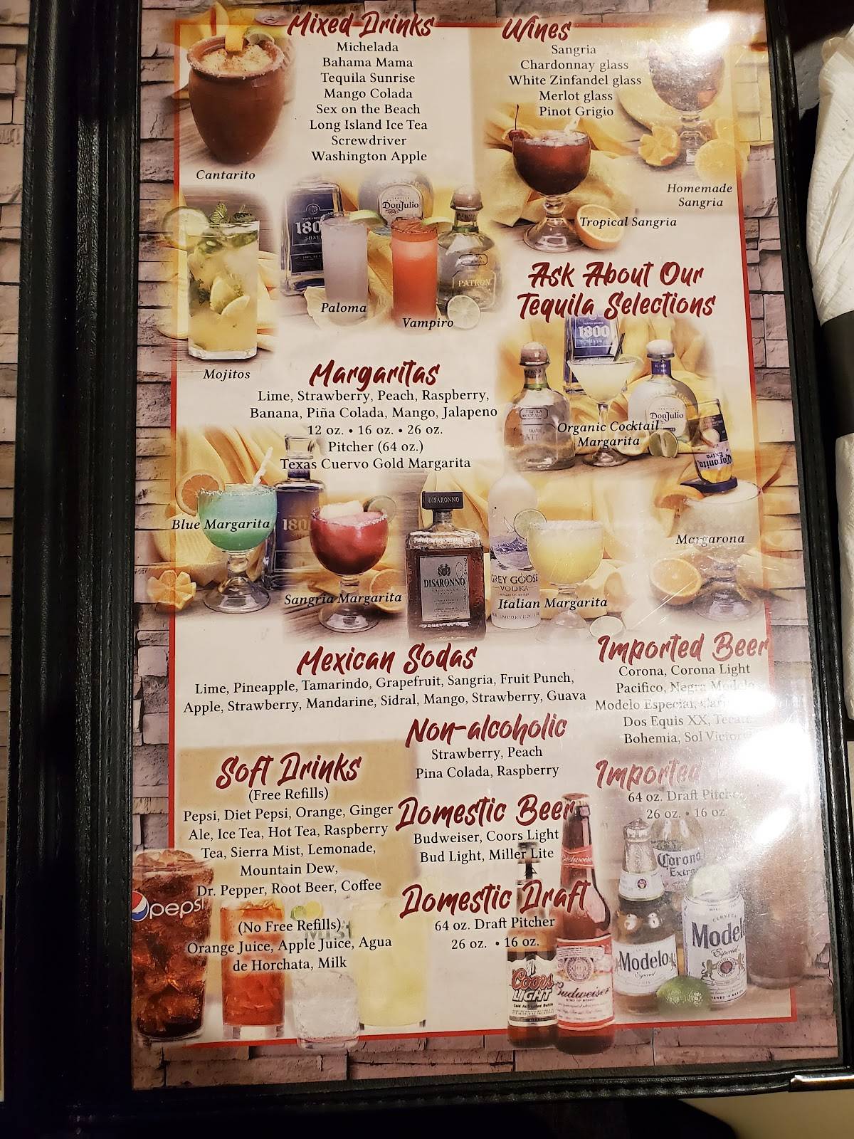 Menu at Tequila Jalisco restaurant, Canfield, 583 E Main St