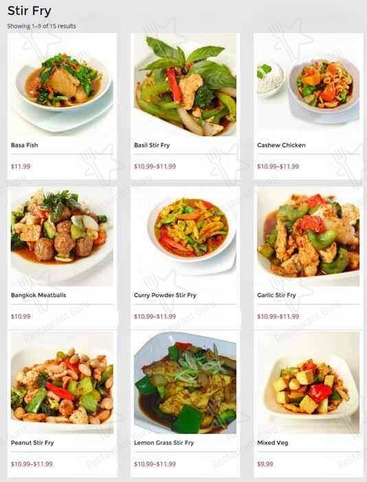 Carta de Thai Cuisine Experts