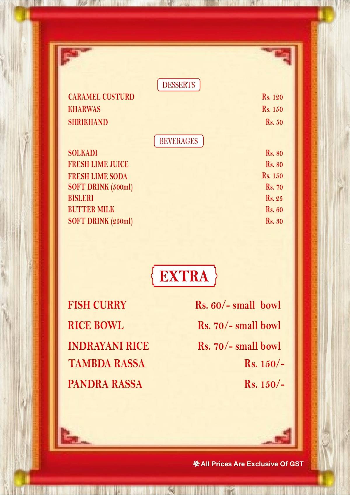 Thaska menu