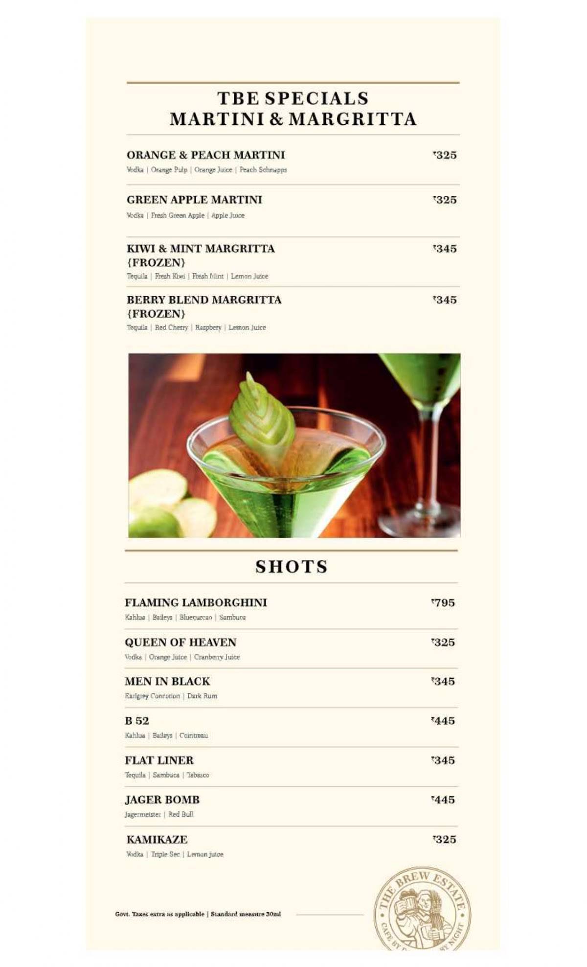 The Brew Estate Pathankot menu