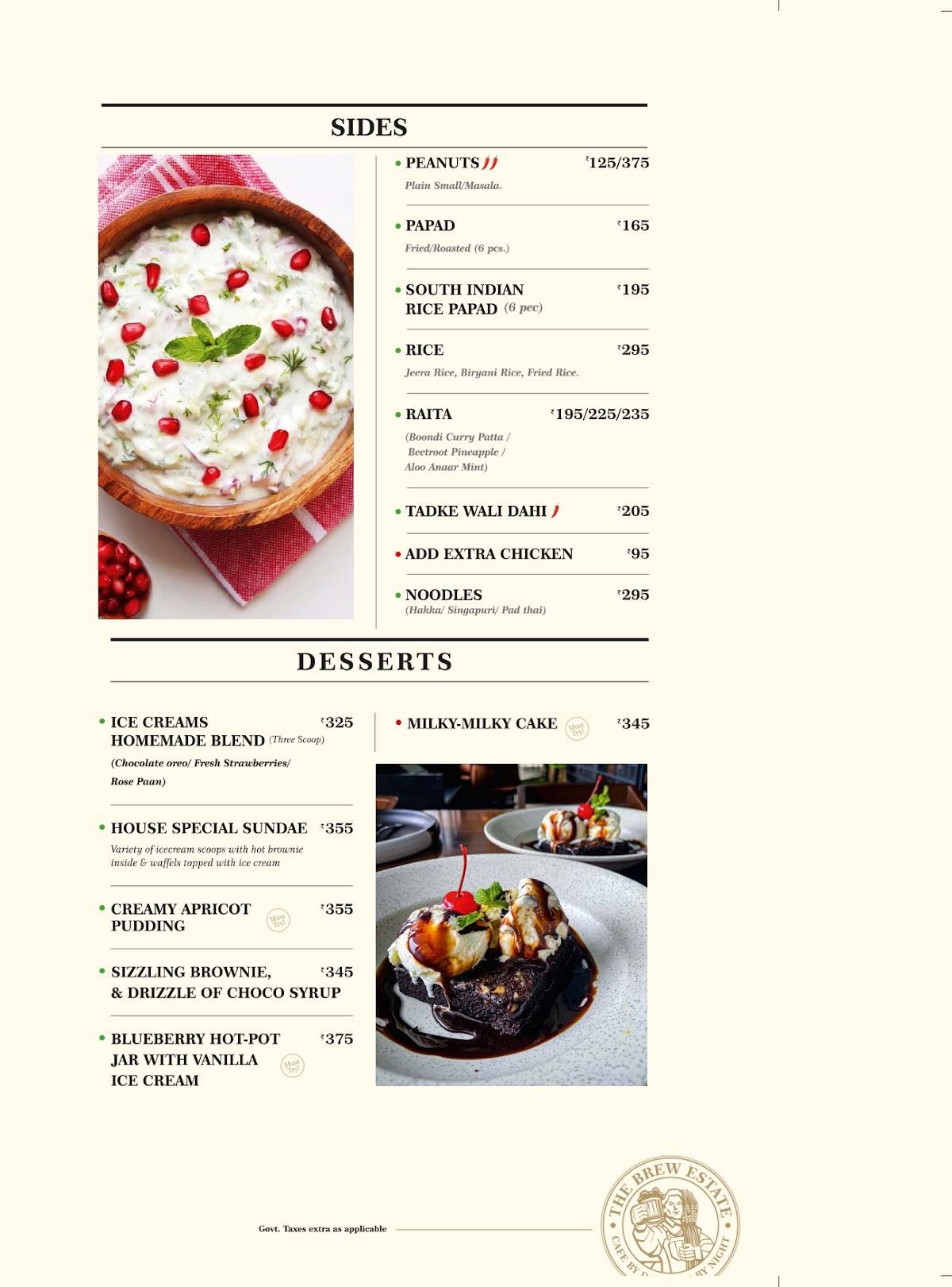 The Brew Estate Pathankot menu