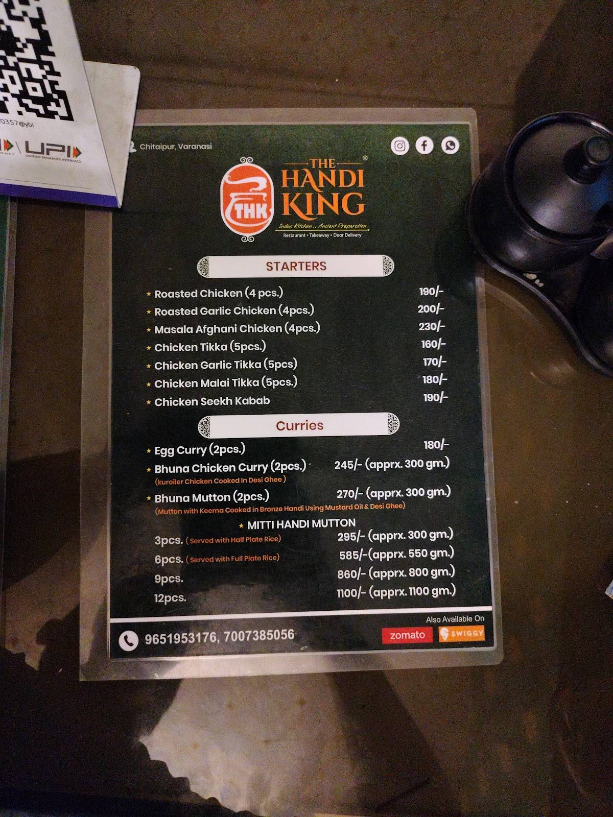 The Handi King menu