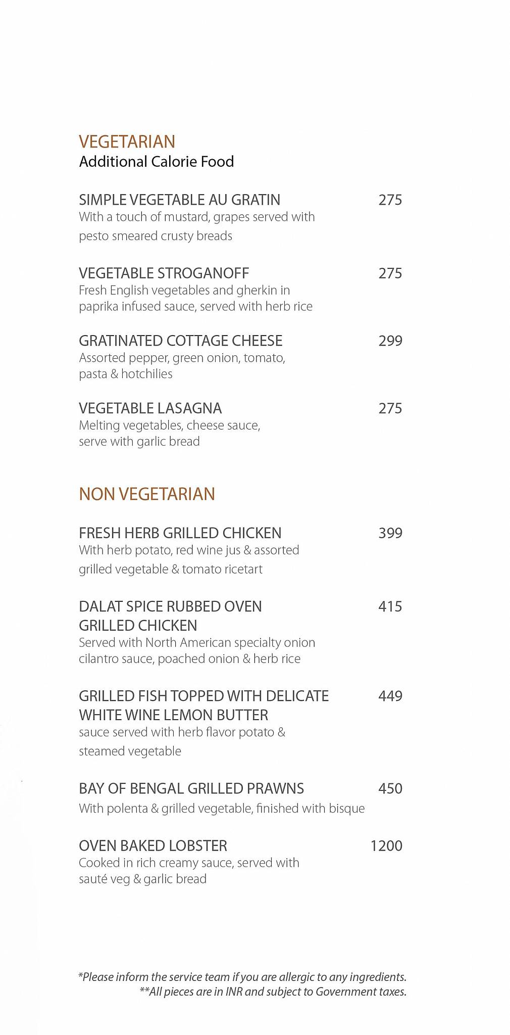 The Kitchen menu