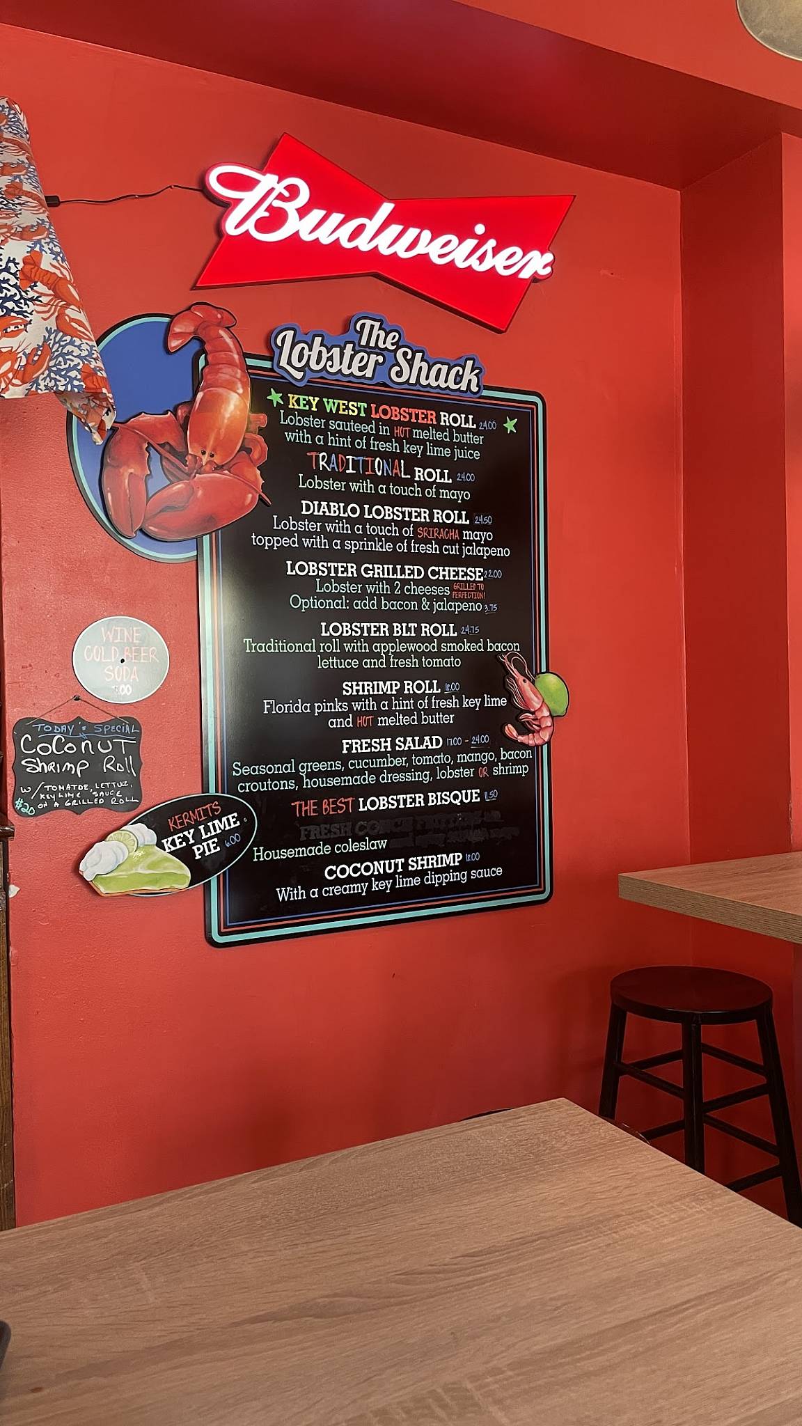 Menu at Lobster Shack Key West restaurant, Key West, 507 South St