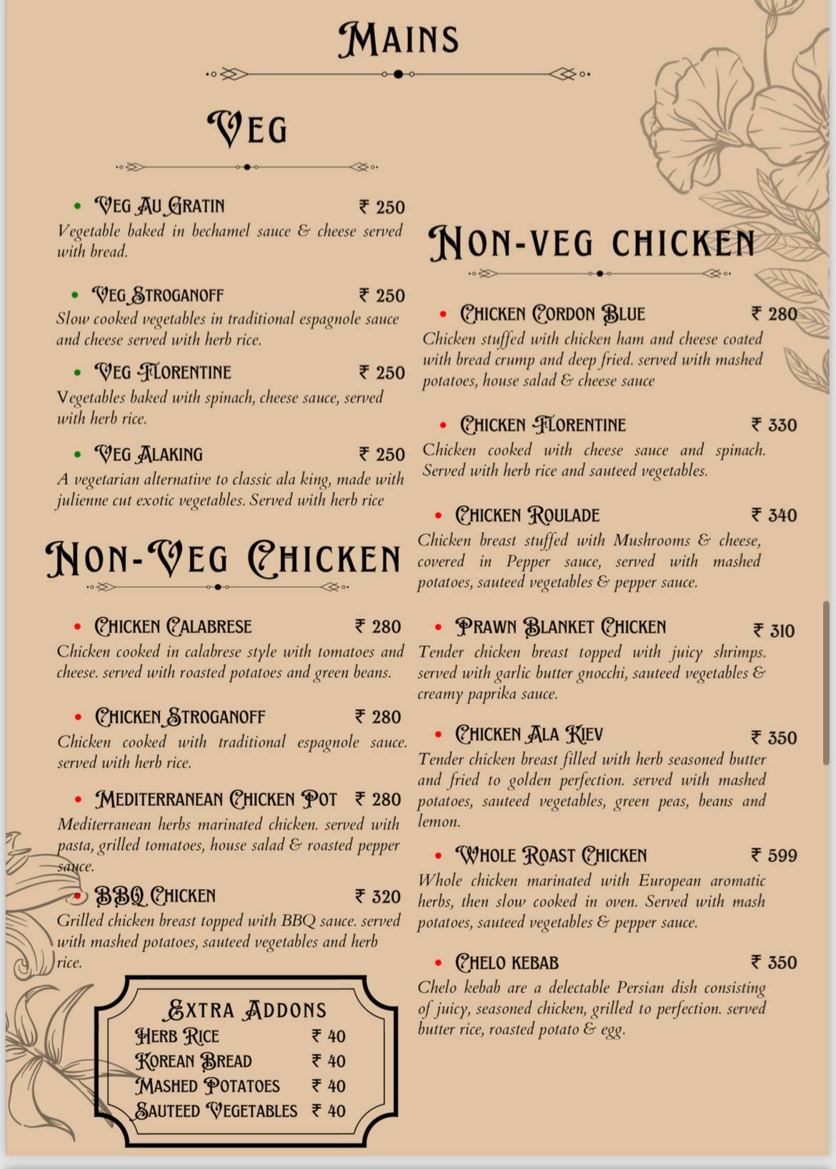 The MidTown Bistro menu