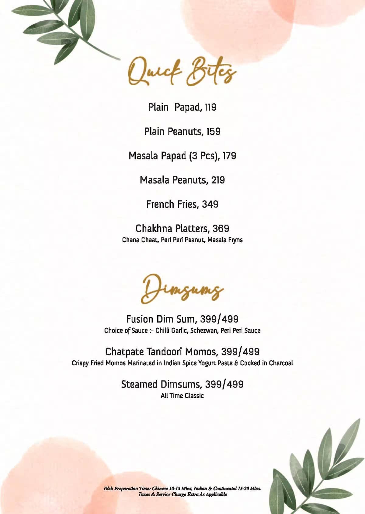 The Salt Cafe menu