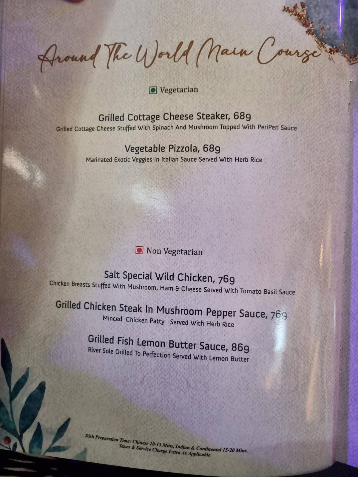 The Salt Cafe menu