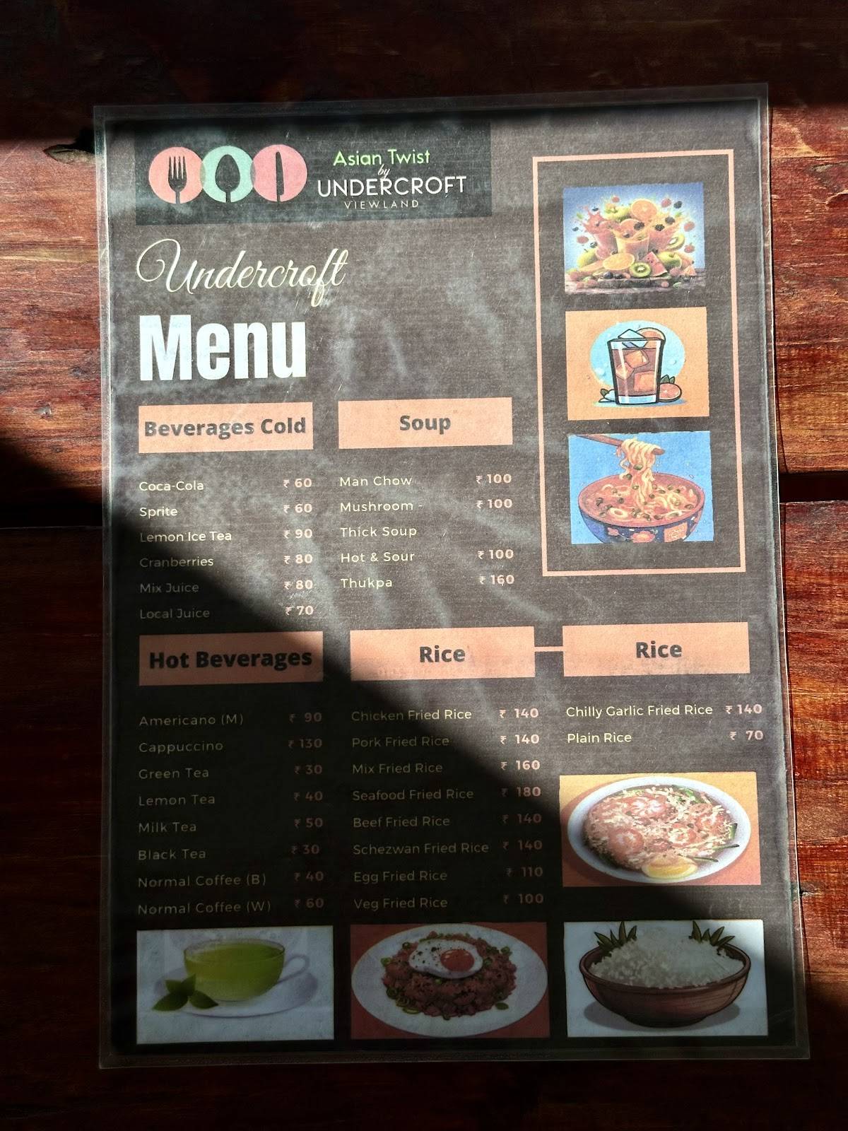 The undercroft ukhrul menu