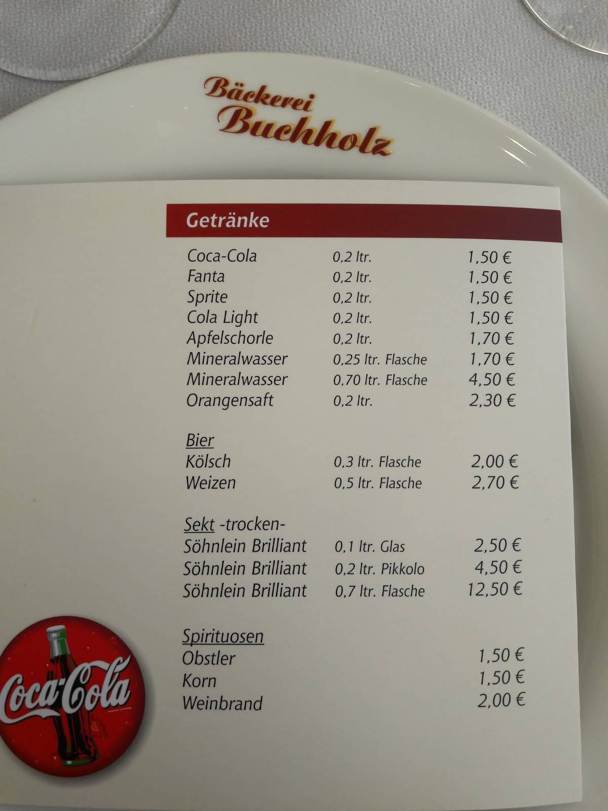 Speisekarte von Thomas Buchholz, Buchholz