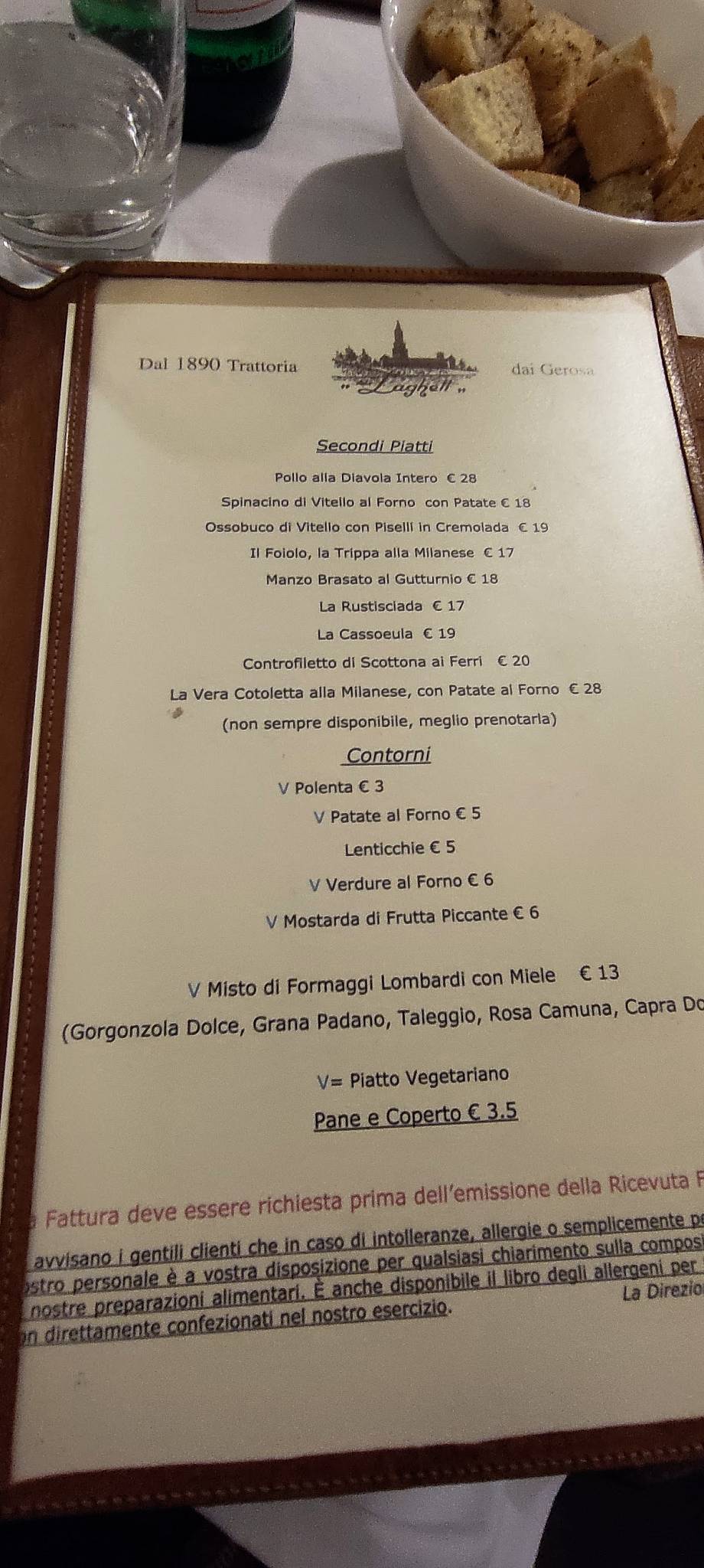 Menu di Trattoria Al Laghett 