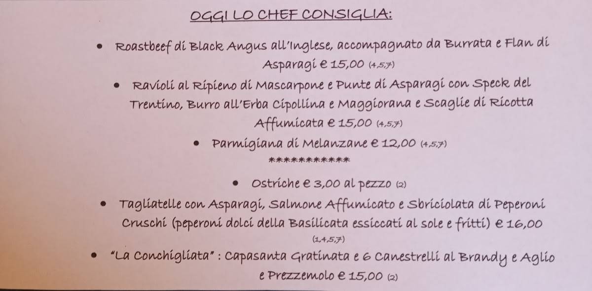 Menu di Trattoria Alter Ego 
