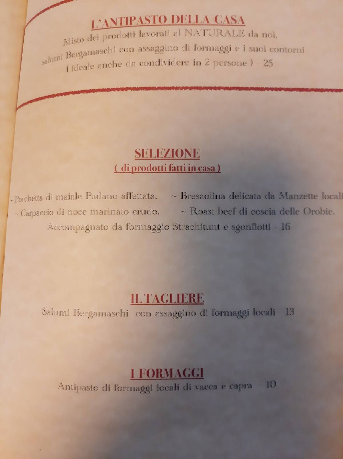 Menu di Trattoria Brea 