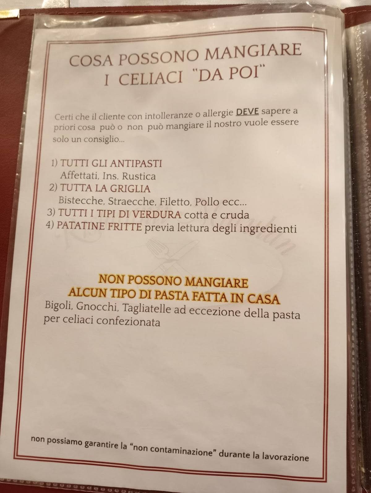 Menu di Trattoria Da Poi 