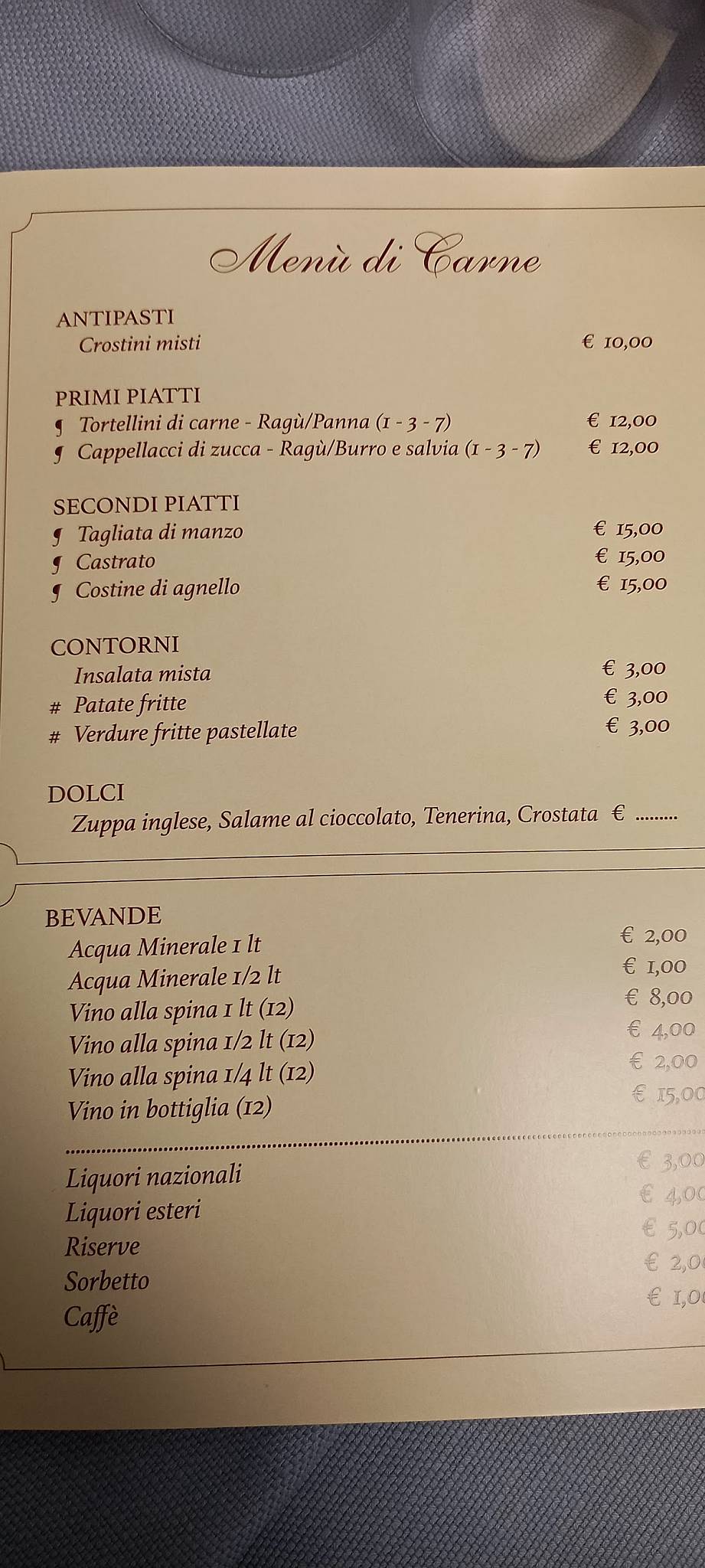 Menu di Trattoria Il Sigillo 