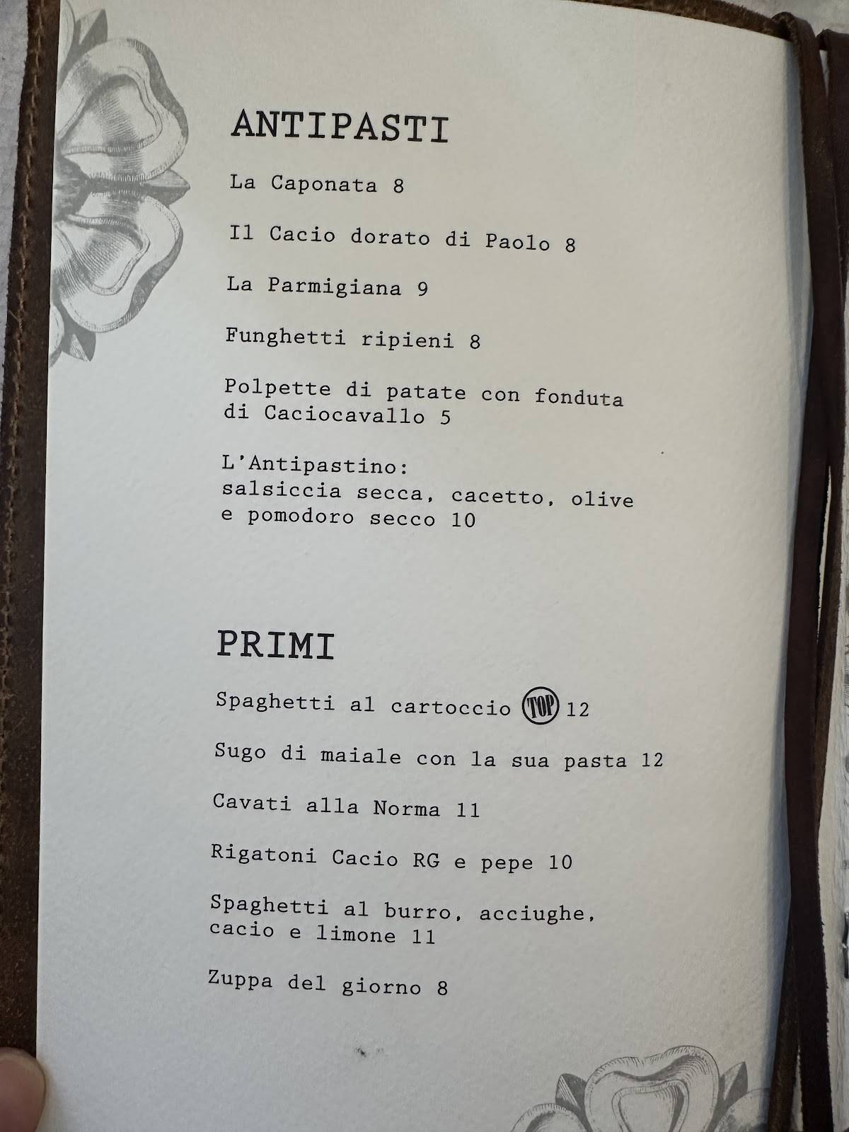 Menu di Trattoria La Bettola 