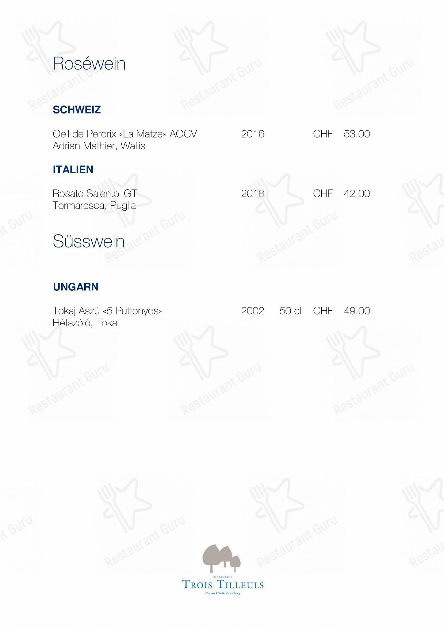 Menu di Trois Tilleuls - Menu