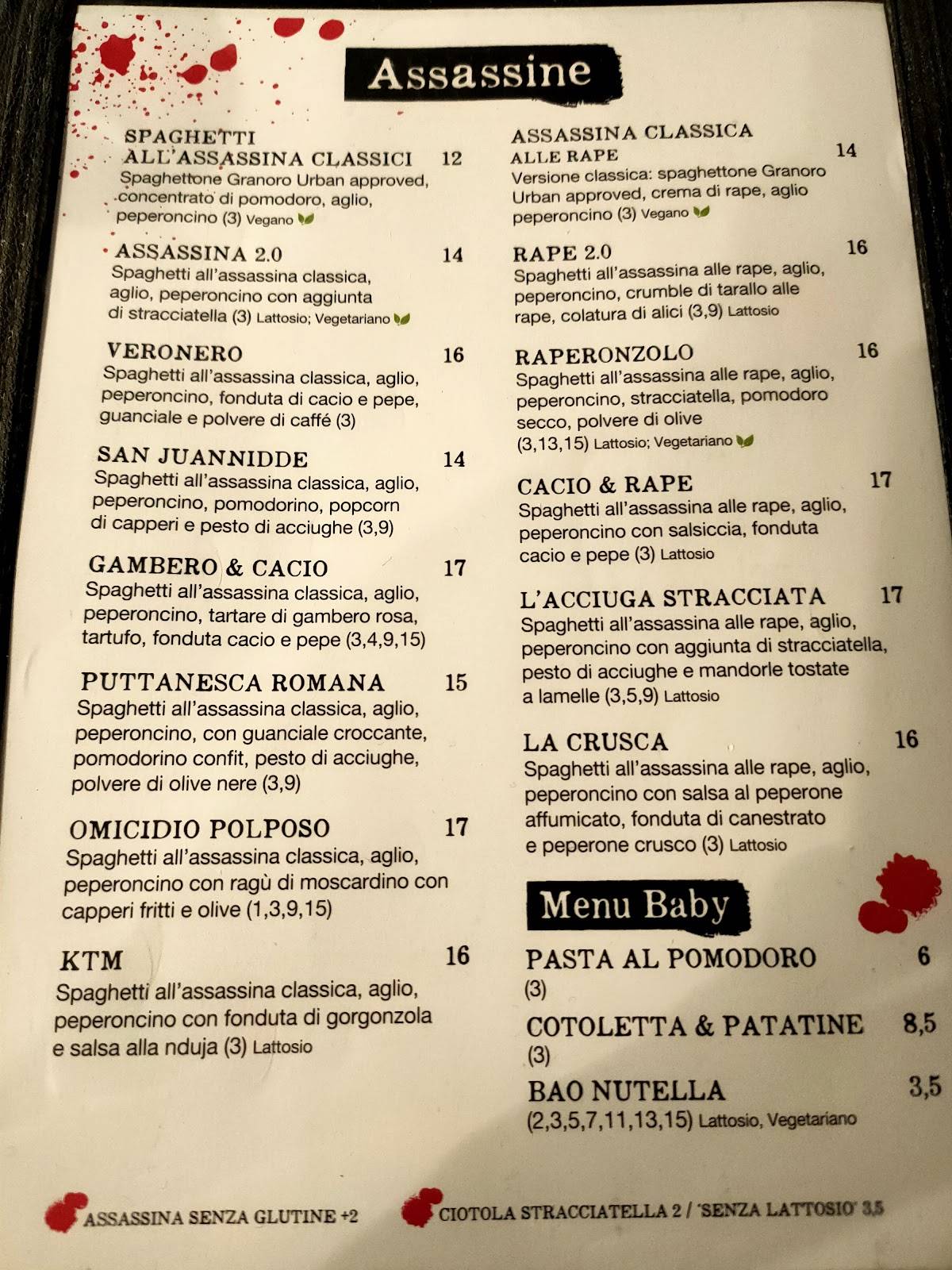 Menu di Urban - L'Assassineria Urbana 