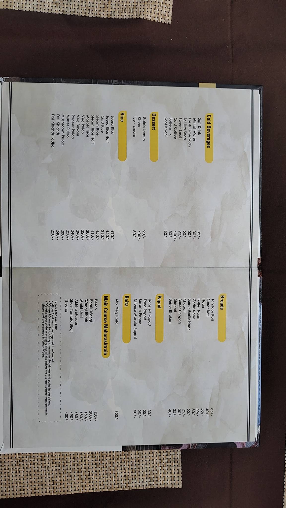 Urban Wada Pure Veg Family Restaurant menu