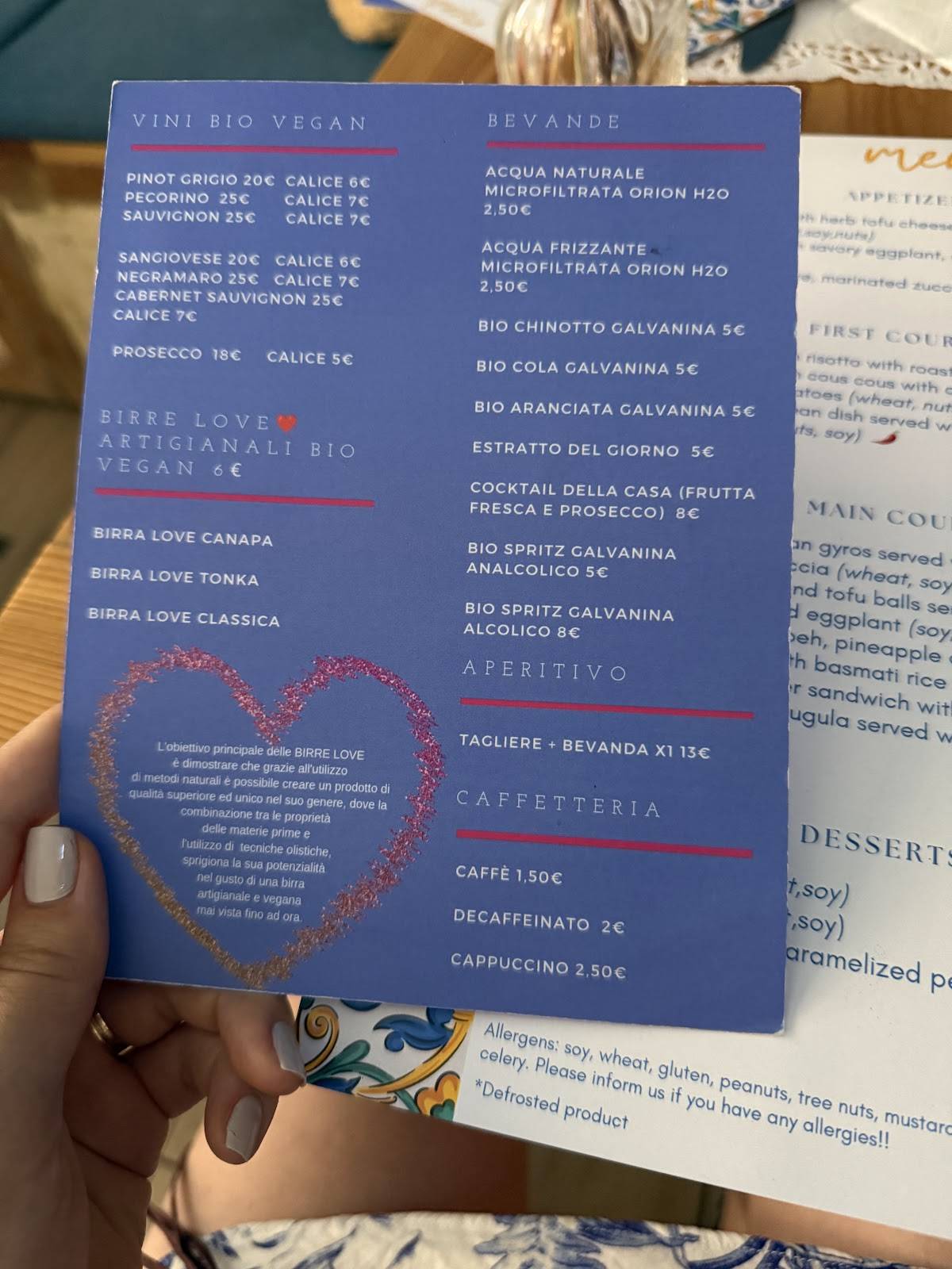 Menu di VEG-Joy 