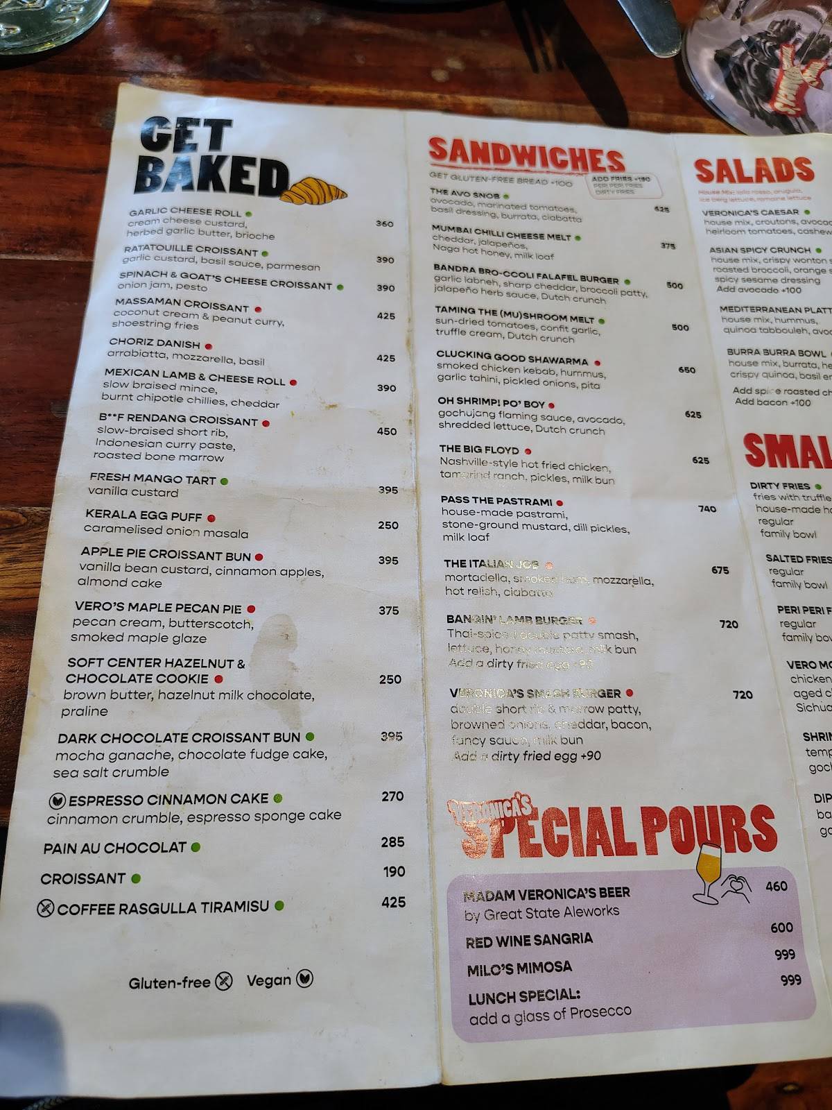 Veronica's menu