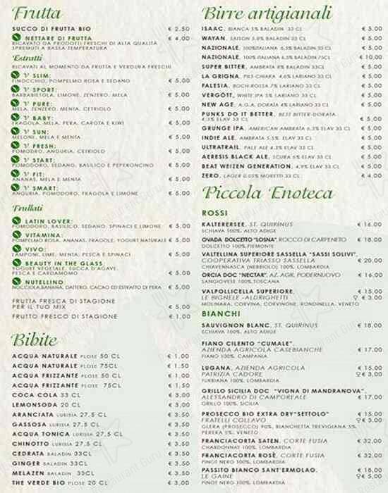 Menu di Versoverde Bistrot 