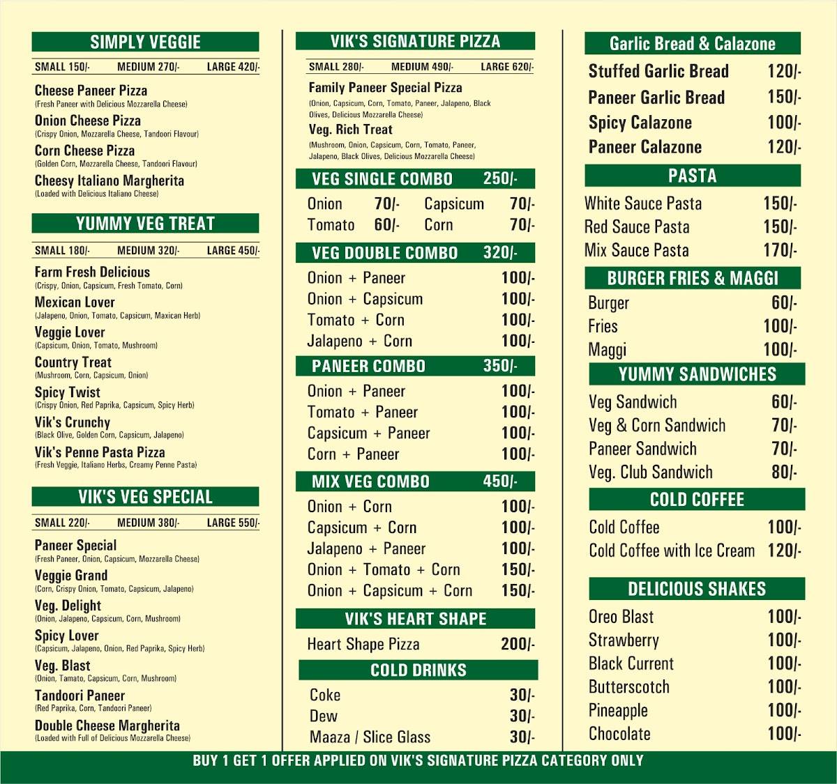 Viks Pizza Zone Hisar menu