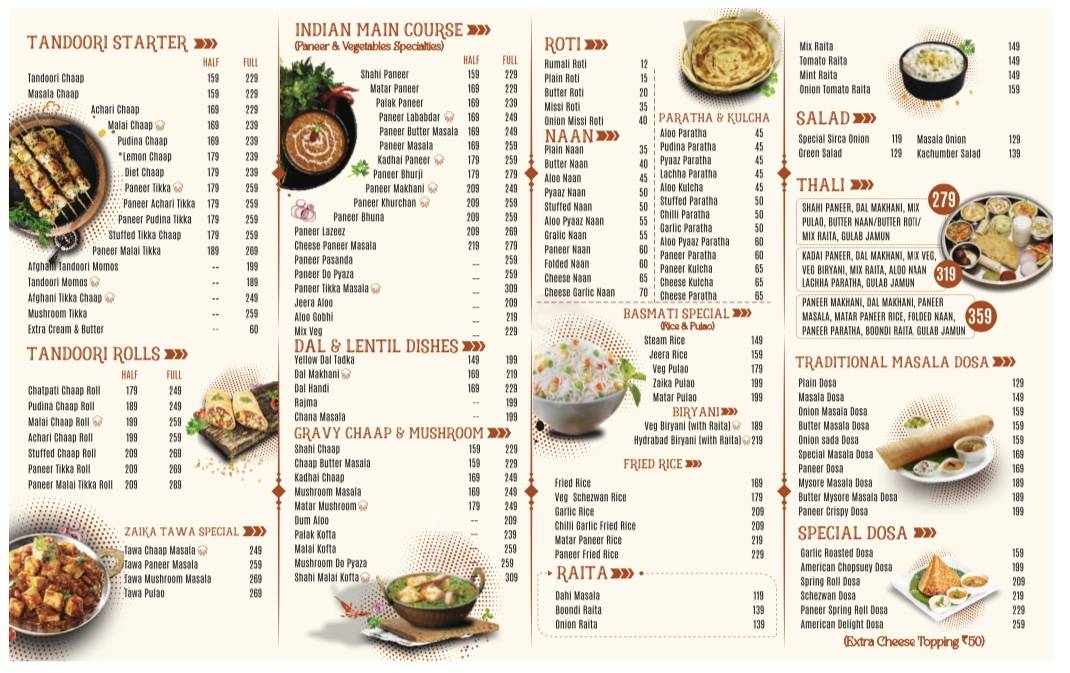Zaika E Dilli menu