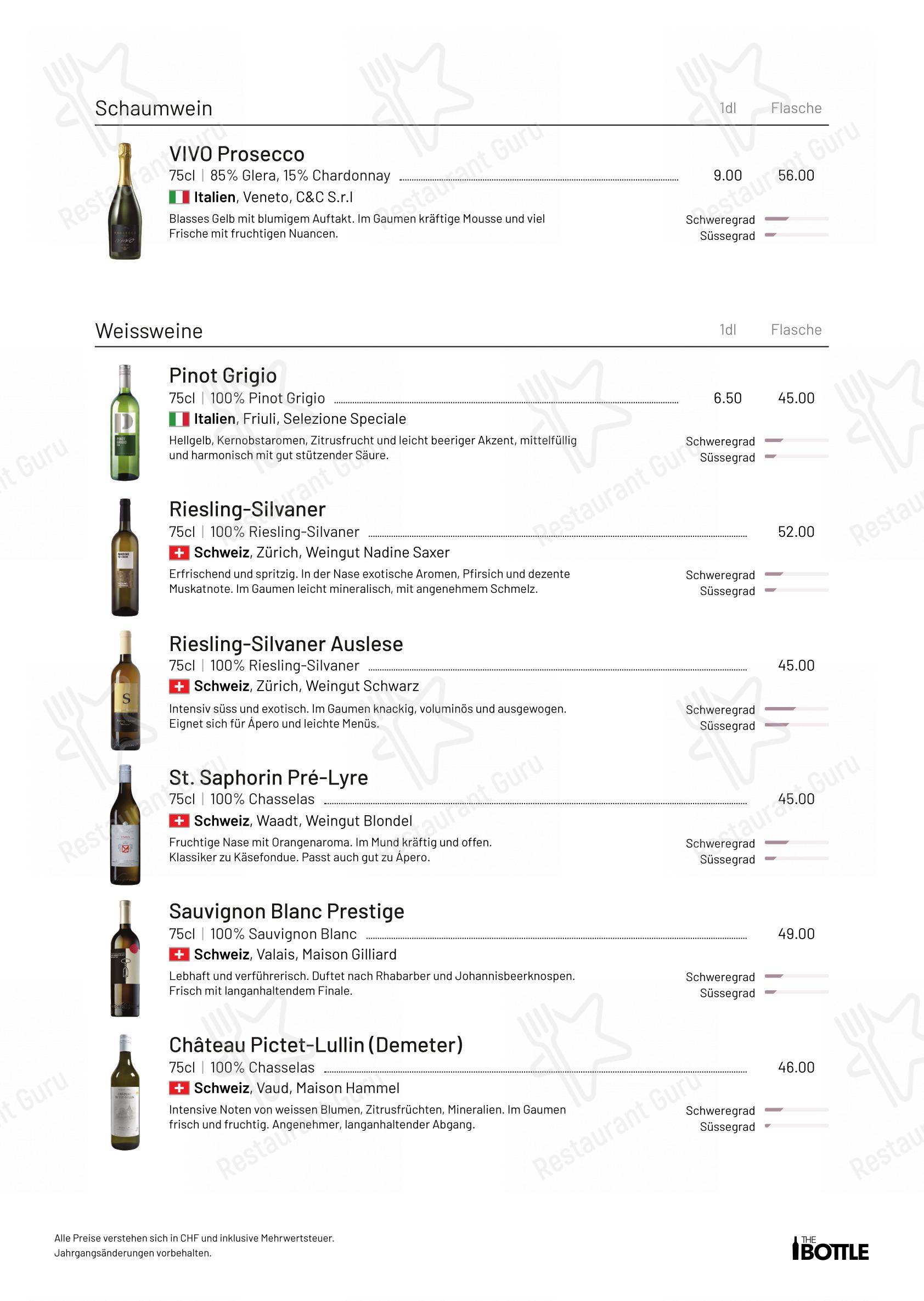 Restaurant Zugerberg in Zugo - Menu