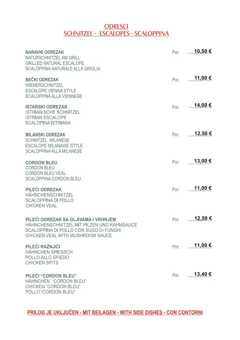 Menu di Restaurant da Giovanni MEDULIN 