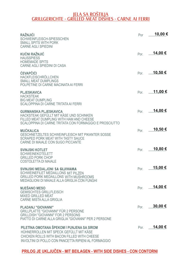 Menu di Restaurant da Giovanni MEDULIN 