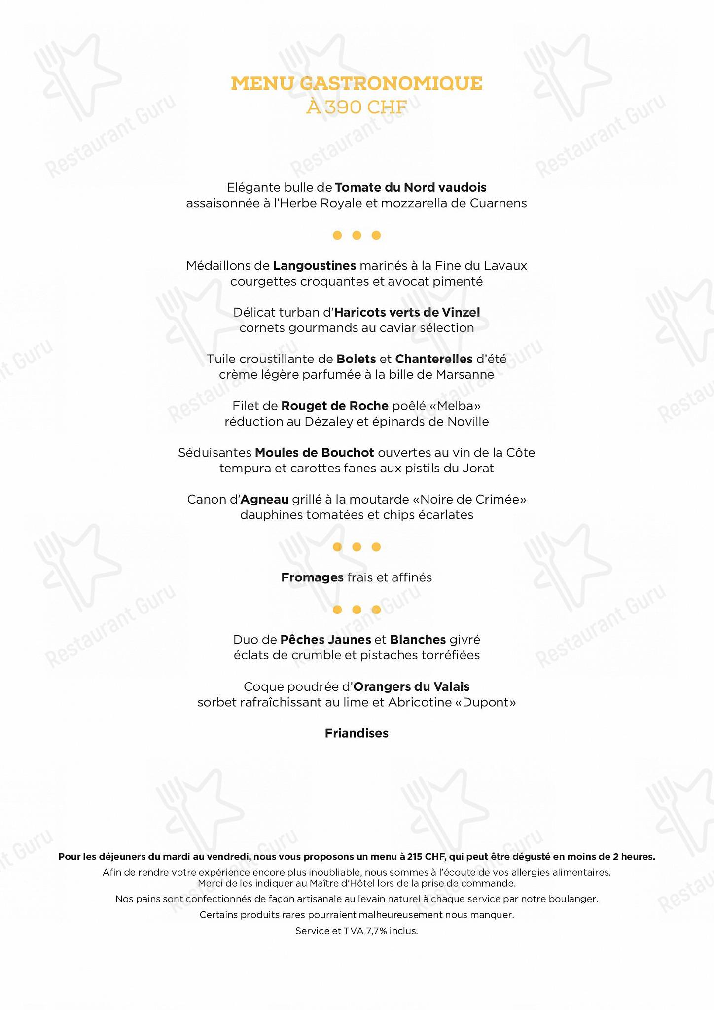 Restaurant de l'Hôtel de Ville de Crissier in Crissier - Cafe menu