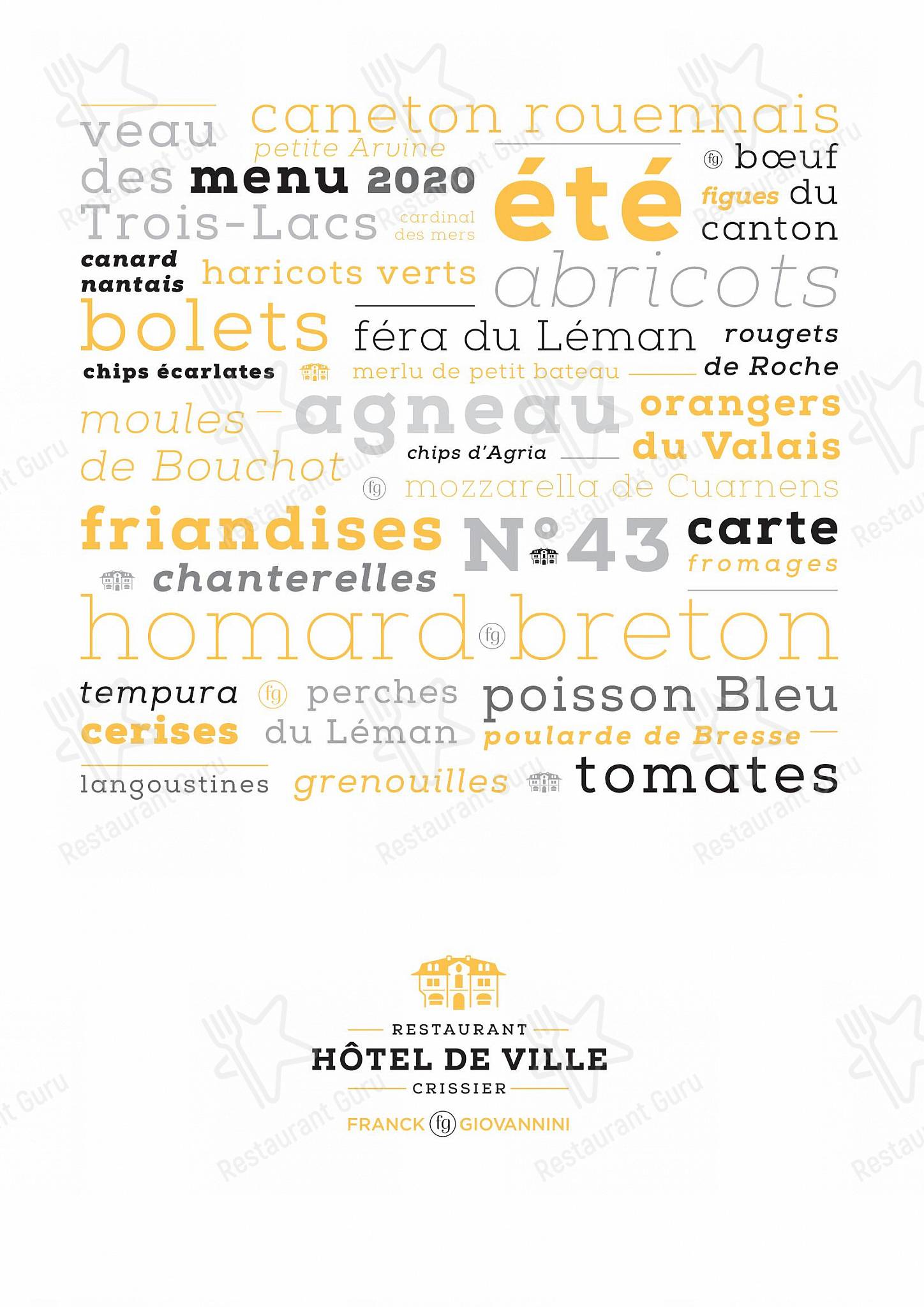 Restaurant de l'Hôtel de Ville de Crissier in Crissier - Cafe menu