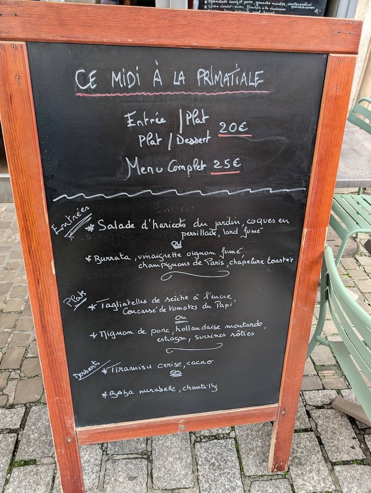 Menu de Restaurant la Primatiale