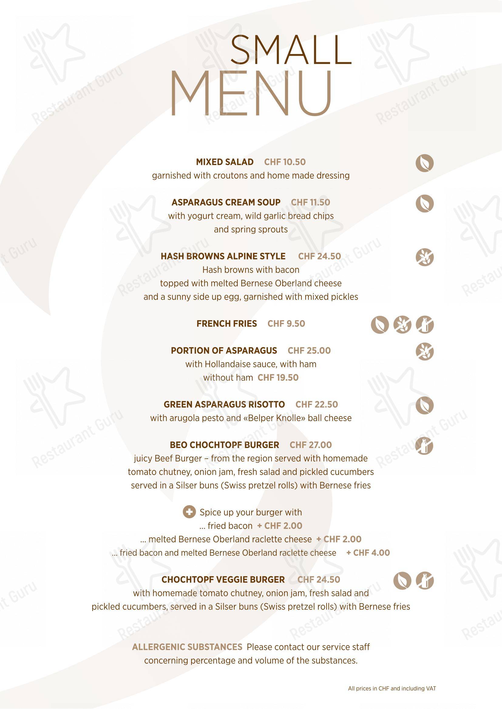 Menu di Restaurant zum CHOCHTOPF - Menu bar