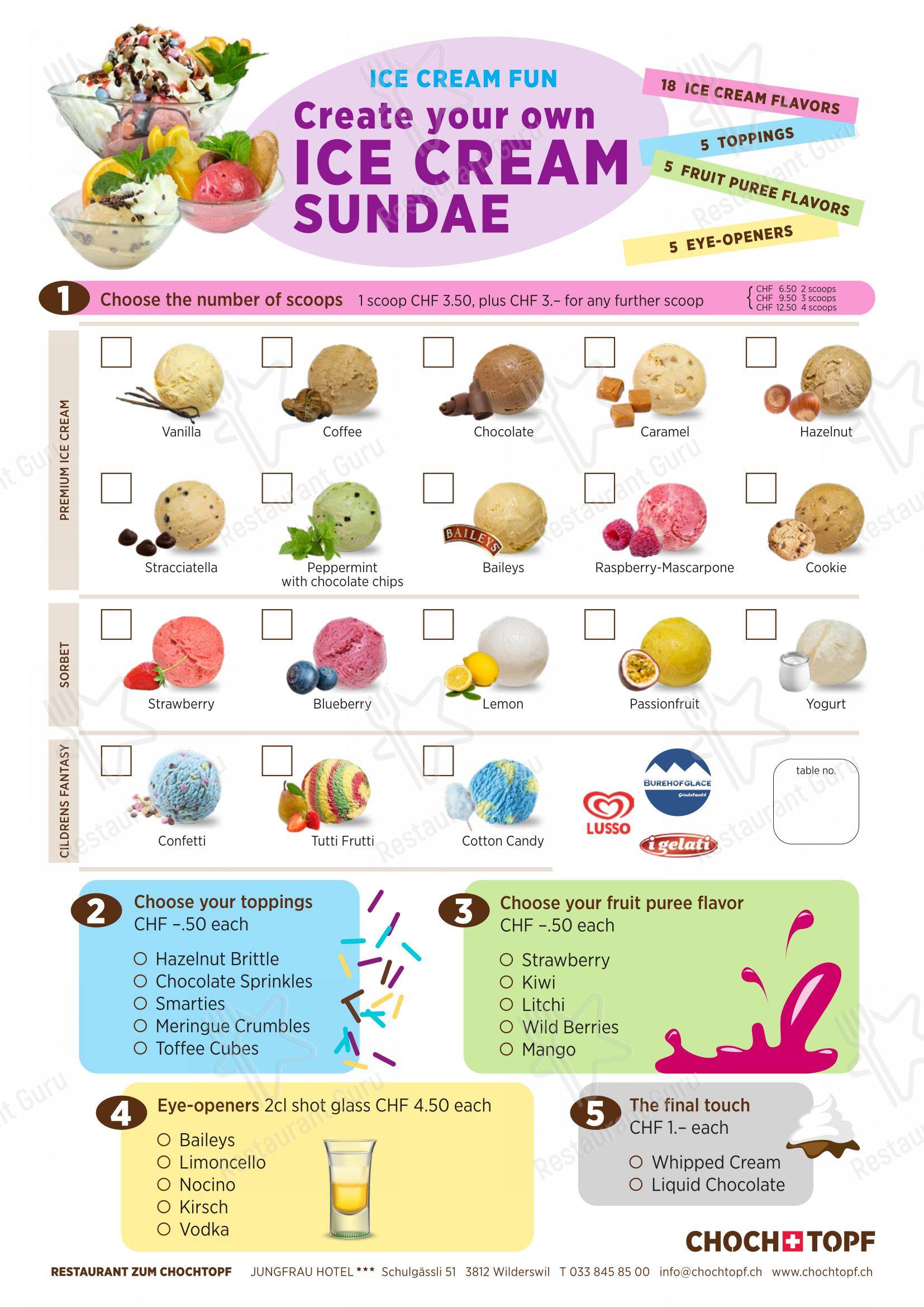Menu di Restaurant zum CHOCHTOPF - Коктейльная карта