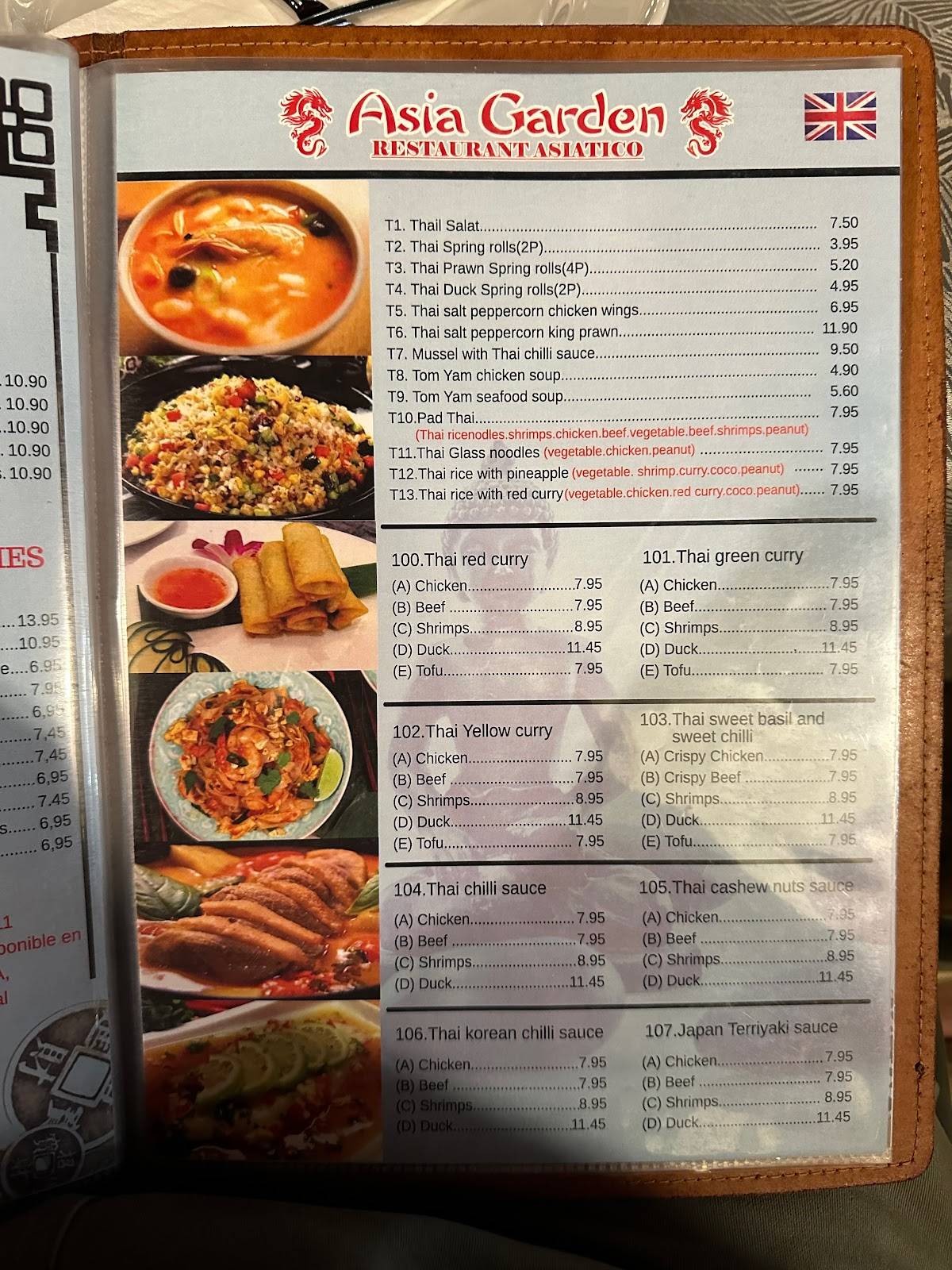 Carta de Restaurante Asia Garden, Costa Calma