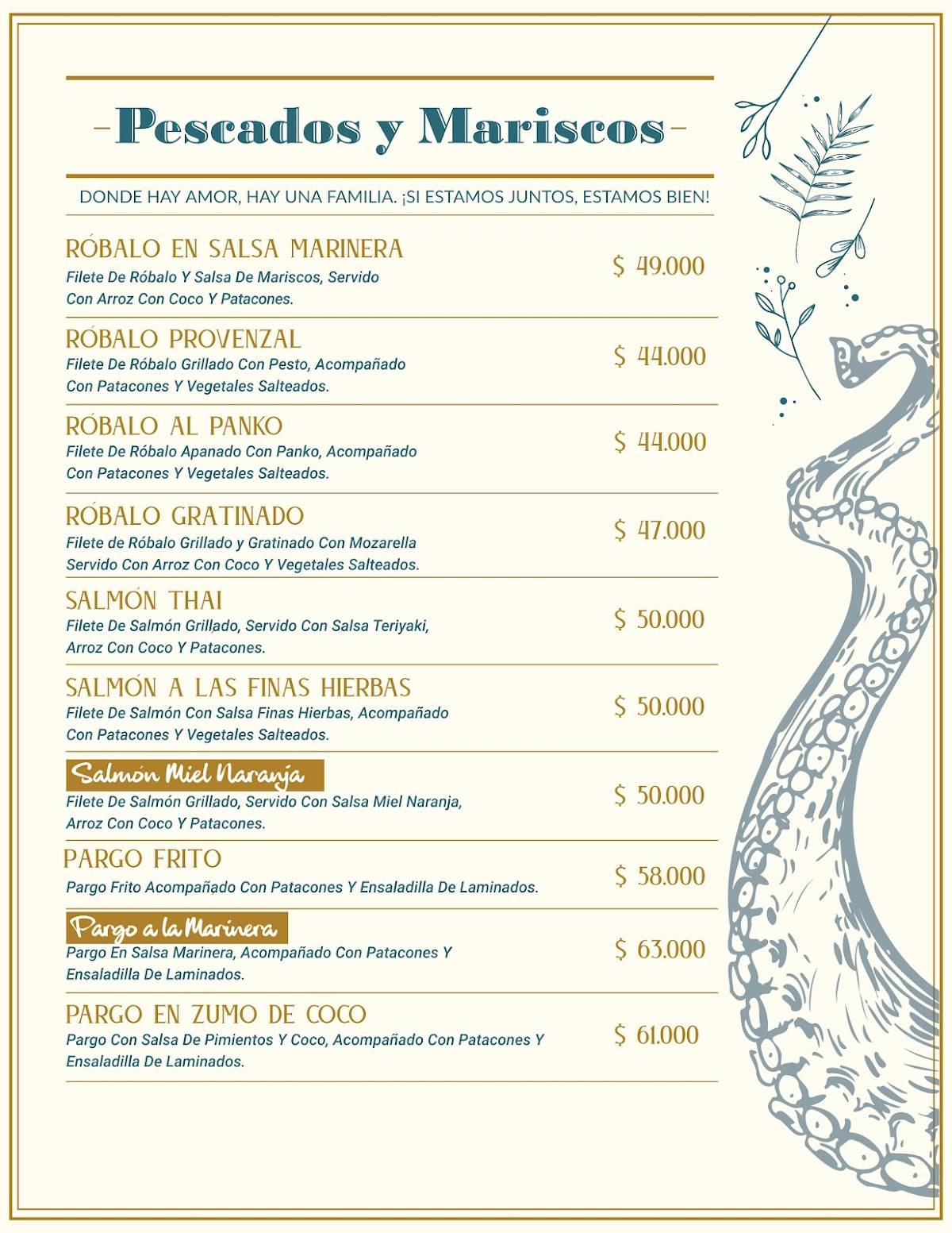 Carta de RestauranteBar San Nicolás, Cartagena