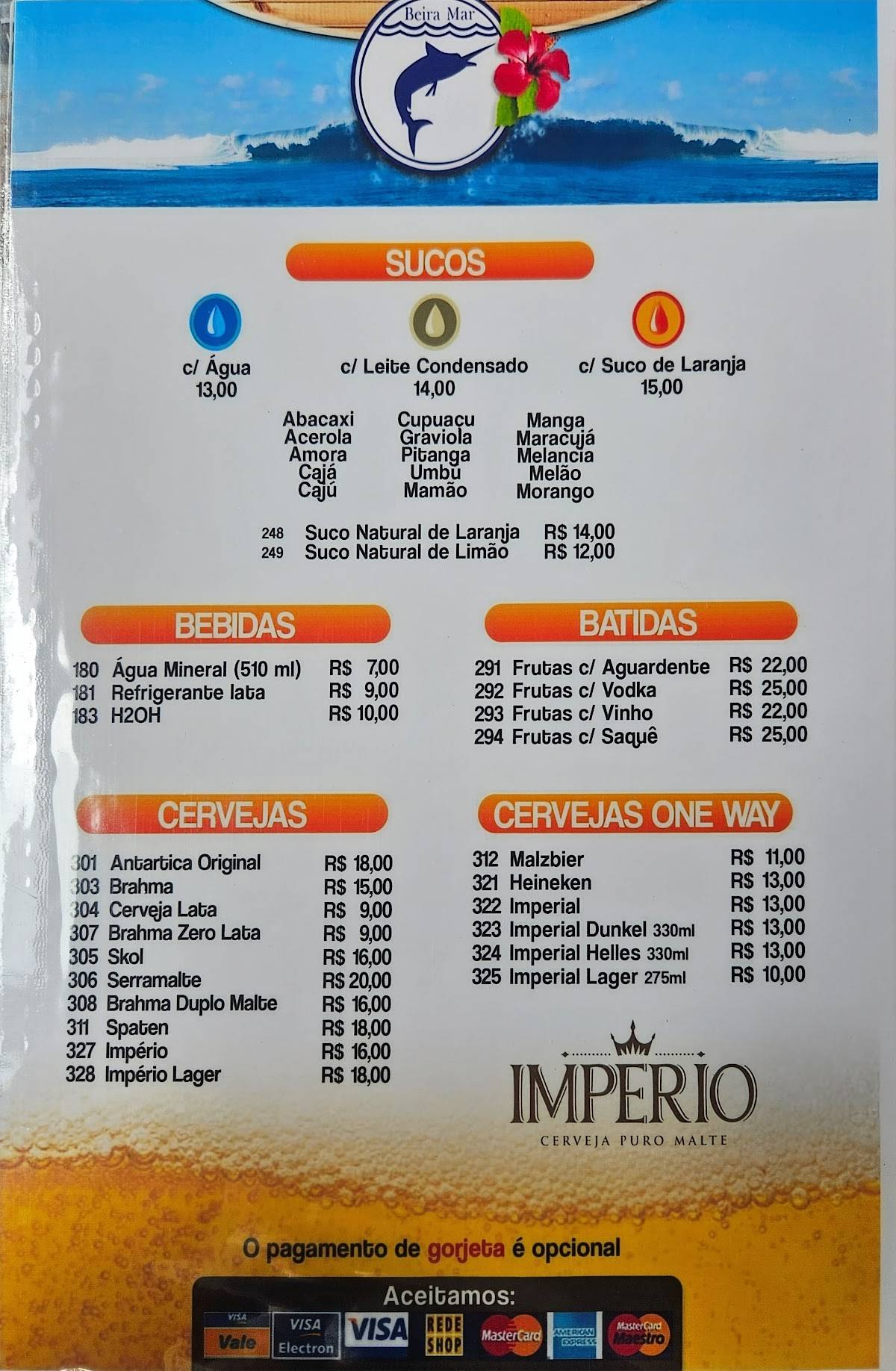 Restaurante Beira Mar cardápio