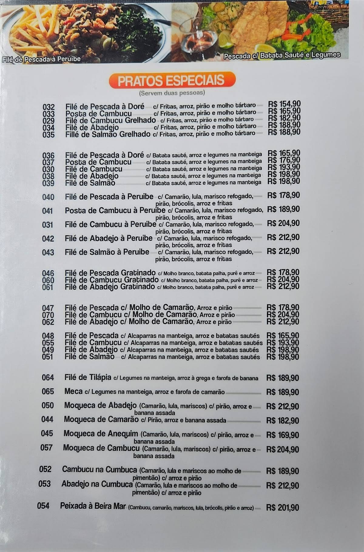 Restaurante Beira Mar cardápio